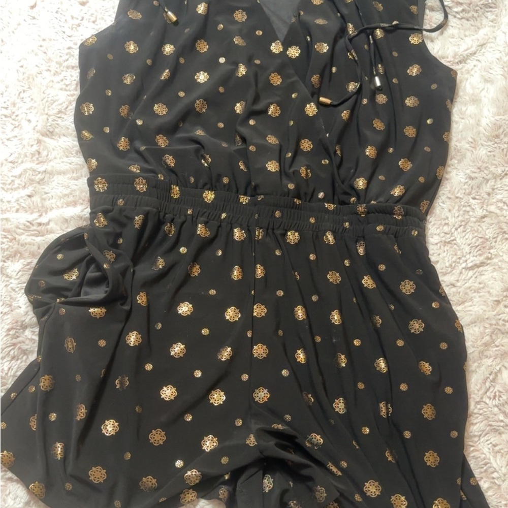 Black and Gold Polka Dot Romper
